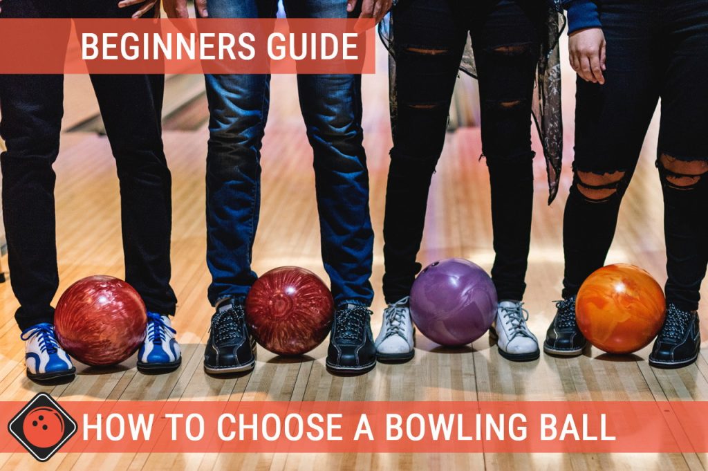 Four teenagers are holding four different bowling balls - Title picture for How to choose a bowling ball beginners guide