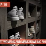 A rack with multiple bowling shoes