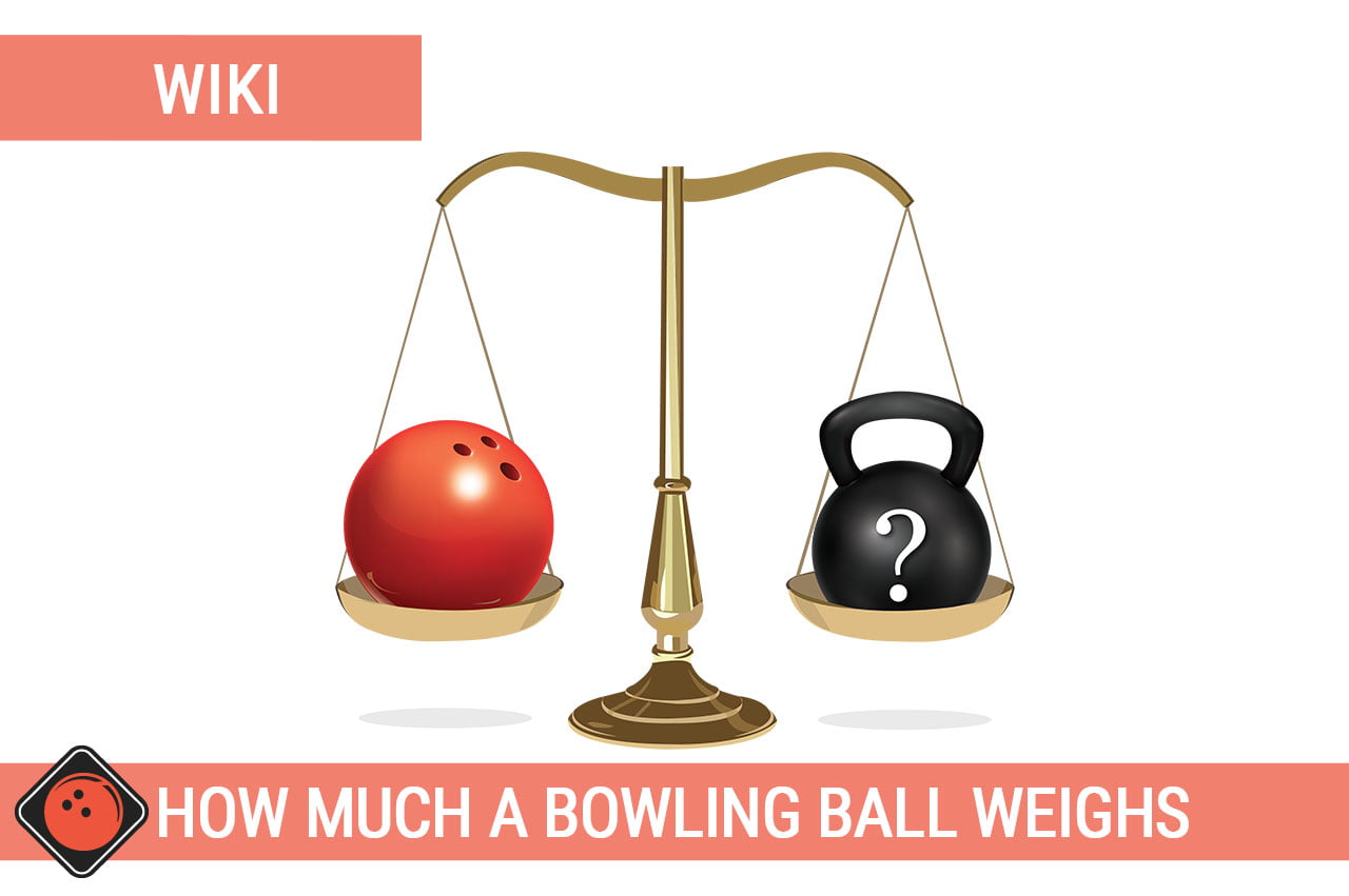 One bowing ball and one kettlebell on a scale weighing - Title picture for How much does a bowling ball weigh